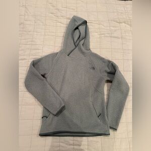 Light Blue Green Grey Hooded Fleece Pullover